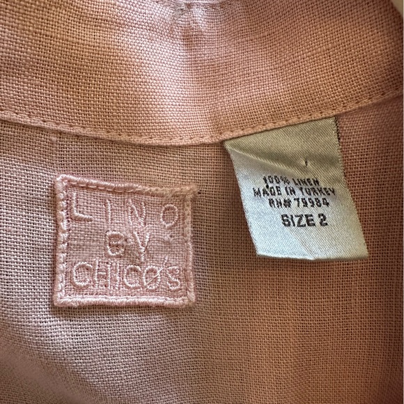 Chicos Vintage Linen Soft Pink Button Up Size 2 - Picture 3 of 4